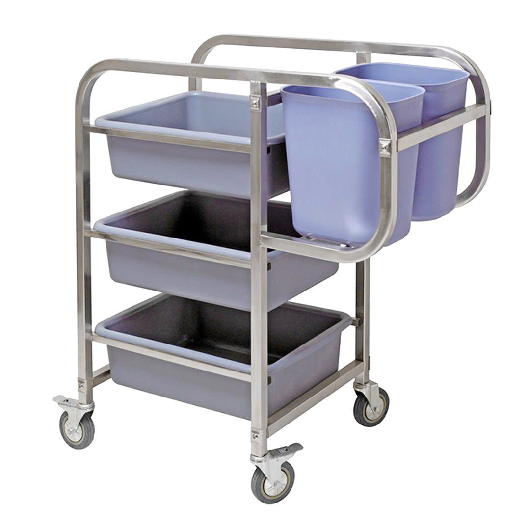 SOGA 3 Tier Food Trolley Food Waste Cart Five Buckets Kitchen Food Utility 82x43x92cm Square - Hospitality Connect