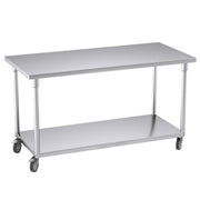 SOGA 150cm Commercial Catering Kitchen Stainless Steel Prep Work Bench Table with Wheels - Hospitality Connect