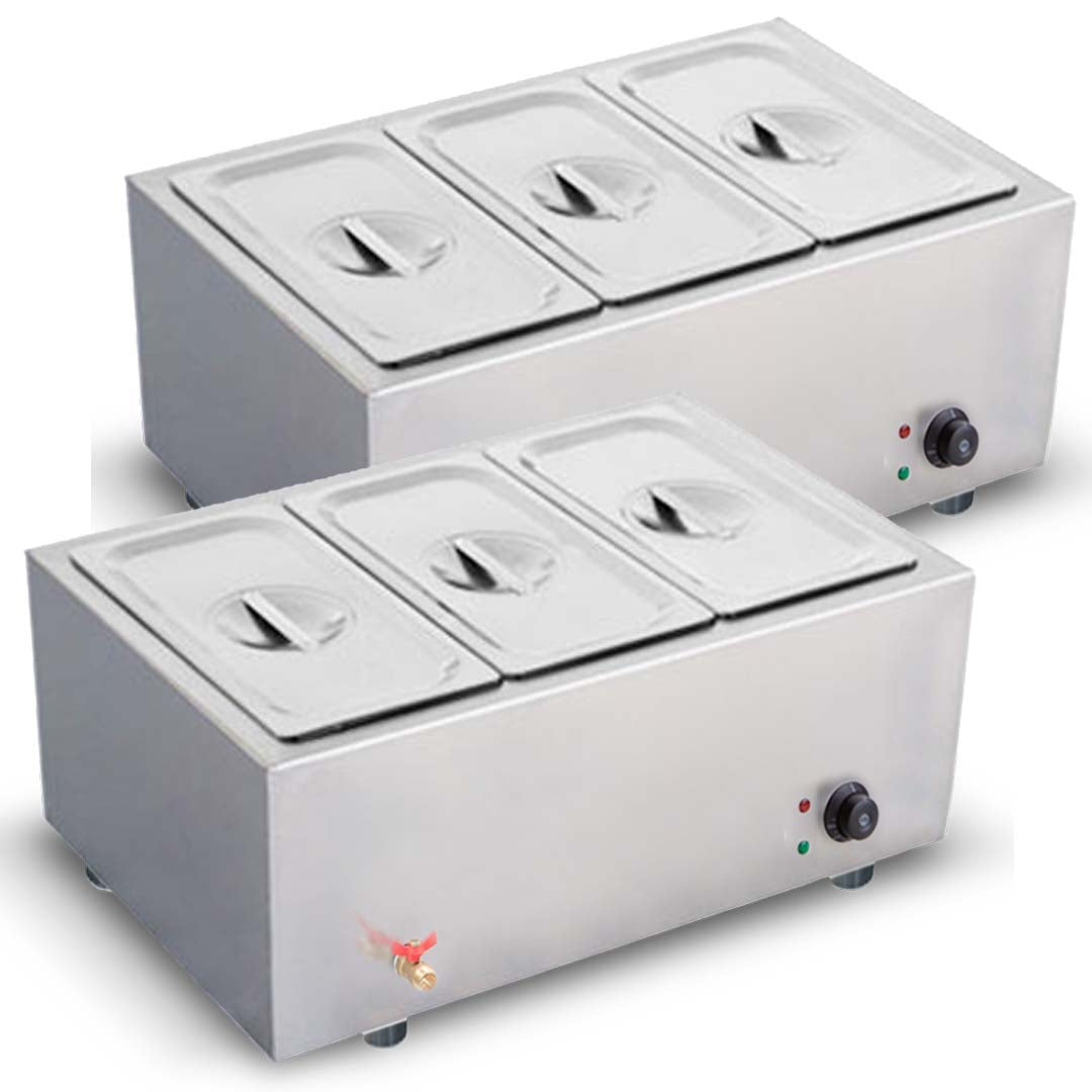 SOGA 2X Stainless Steel 3 X 1/2 GN Pan Electric Bain-Marie Food Warmer with Lid - Hospitality Connect