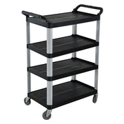 SOGA 4 Tier Food Trolley Portable Kitchen Cart Multifunctional Big Utility Service with wheels 950x500x1270mm Black - Hospitality Connect