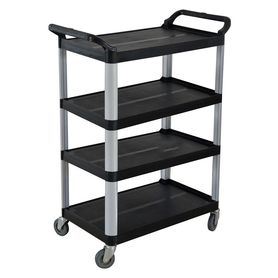 SOGA 4 Tier Food Trolley Portable Kitchen Cart Multifunctional Big Utility Service with wheels 950x500x1270mm Black - Hospitality Connect
