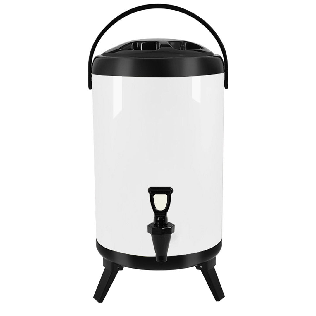 SOGA 8L Stainless Steel Insulated Milk Tea Barrel Hot and Cold Beverage Dispenser Container with Faucet White - Hospitality Connect