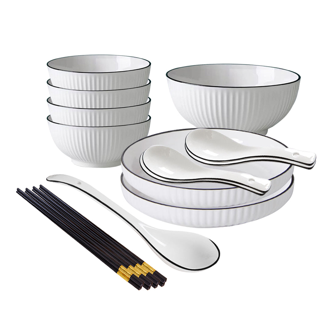 SOGA White Japanese Style Ceramic Dinnerware Crockery Soup Bowl Plate Server Kitchen Home Decor Set of 7 - Hospitality Connect
