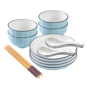 SOGA Blue Japanese Style Ceramic Dinnerware Crockery Soup Bowl Plate Server Kitchen Home Decor Set of 8 - Hospitality Connect