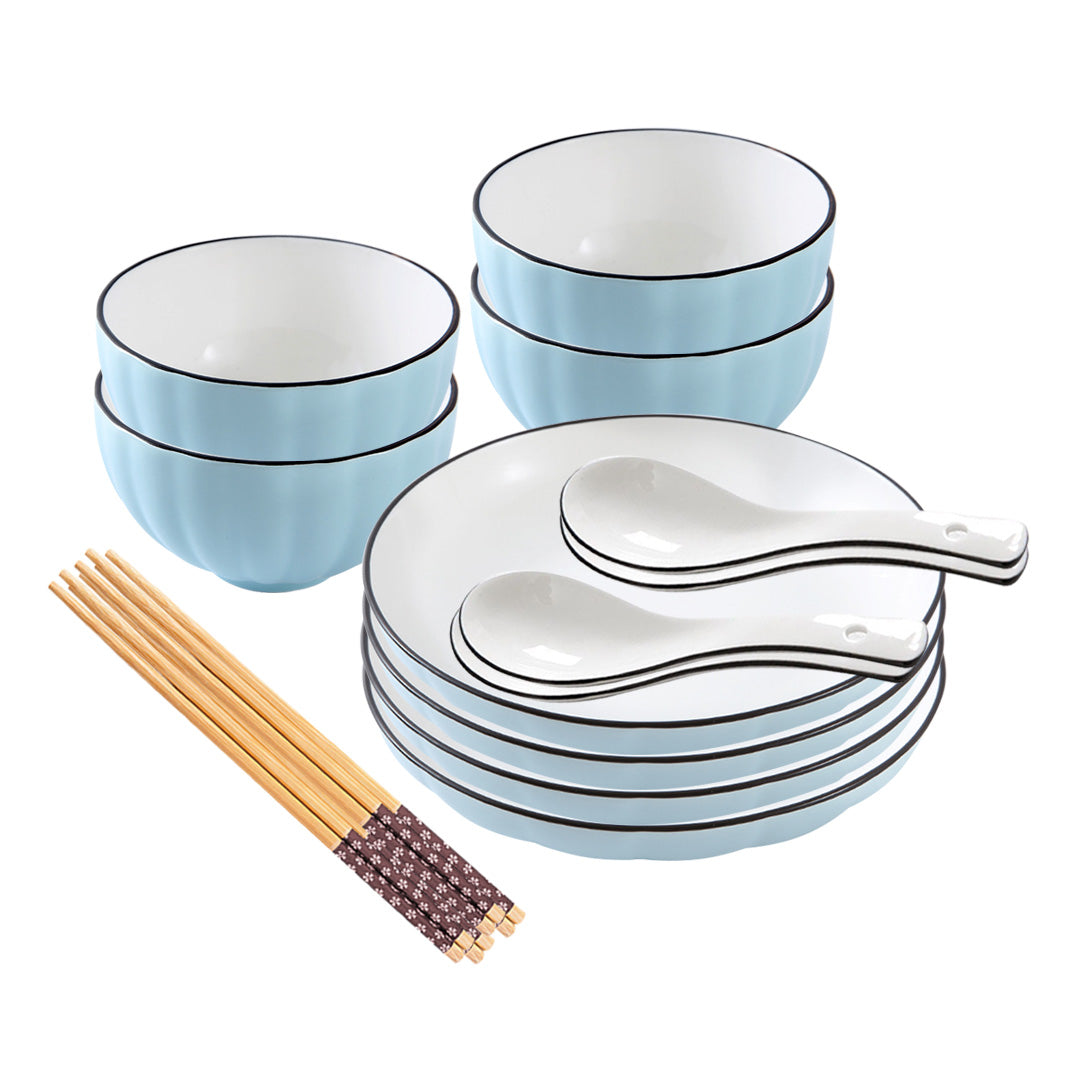 SOGA Blue Japanese Style Ceramic Dinnerware Crockery Soup Bowl Plate Server Kitchen Home Decor Set of 8 - Hospitality Connect