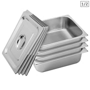 SOGA 4X Gastronorm GN Pan Full Size 1/2 GN Pan 10cm Deep Stainless Steel Tray With Lid - Hospitality Connect