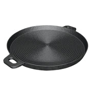 SOGA 35cm Round Ribbed Cast Iron Frying Pan Skillet Steak Sizzle Platter with Handle - Hospitality Connect