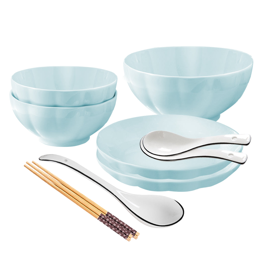 SOGA Light Blue Japanese Style Ceramic Dinnerware Crockery Soup Bowl Plate Server Kitchen Home Decor Set of 5 - Hospitality Connect