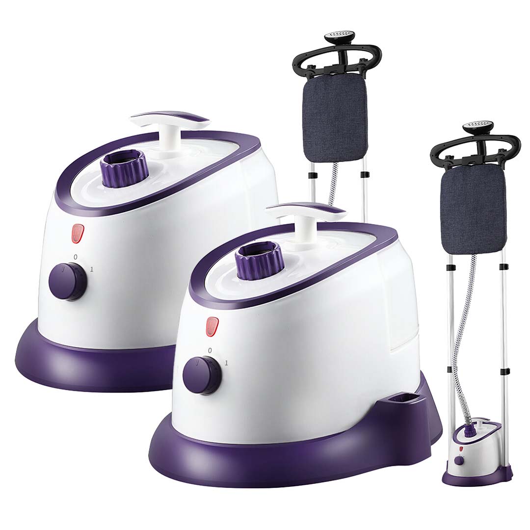 SOGA 2X Garment Steamer Vertical Twin Pole Clothes 1700ml 1800w Professional Steaming Kit Purple - Hospitality Connect