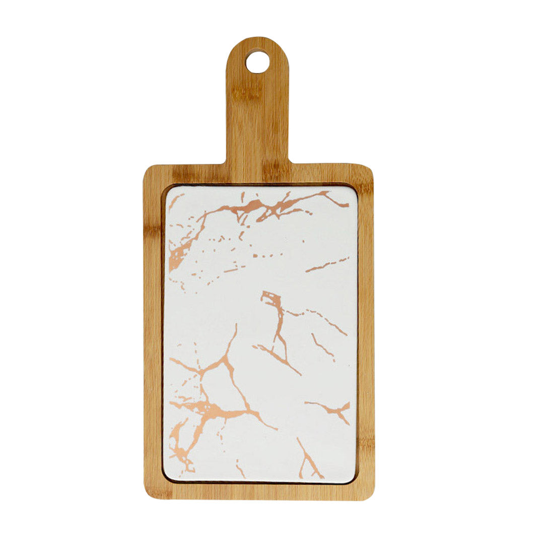 SOGA 33.5cm White Square Wooden Serving Tray Slate Steak Serving Platter Chopping Board Paddle Home Decor - Hospitality Connect
