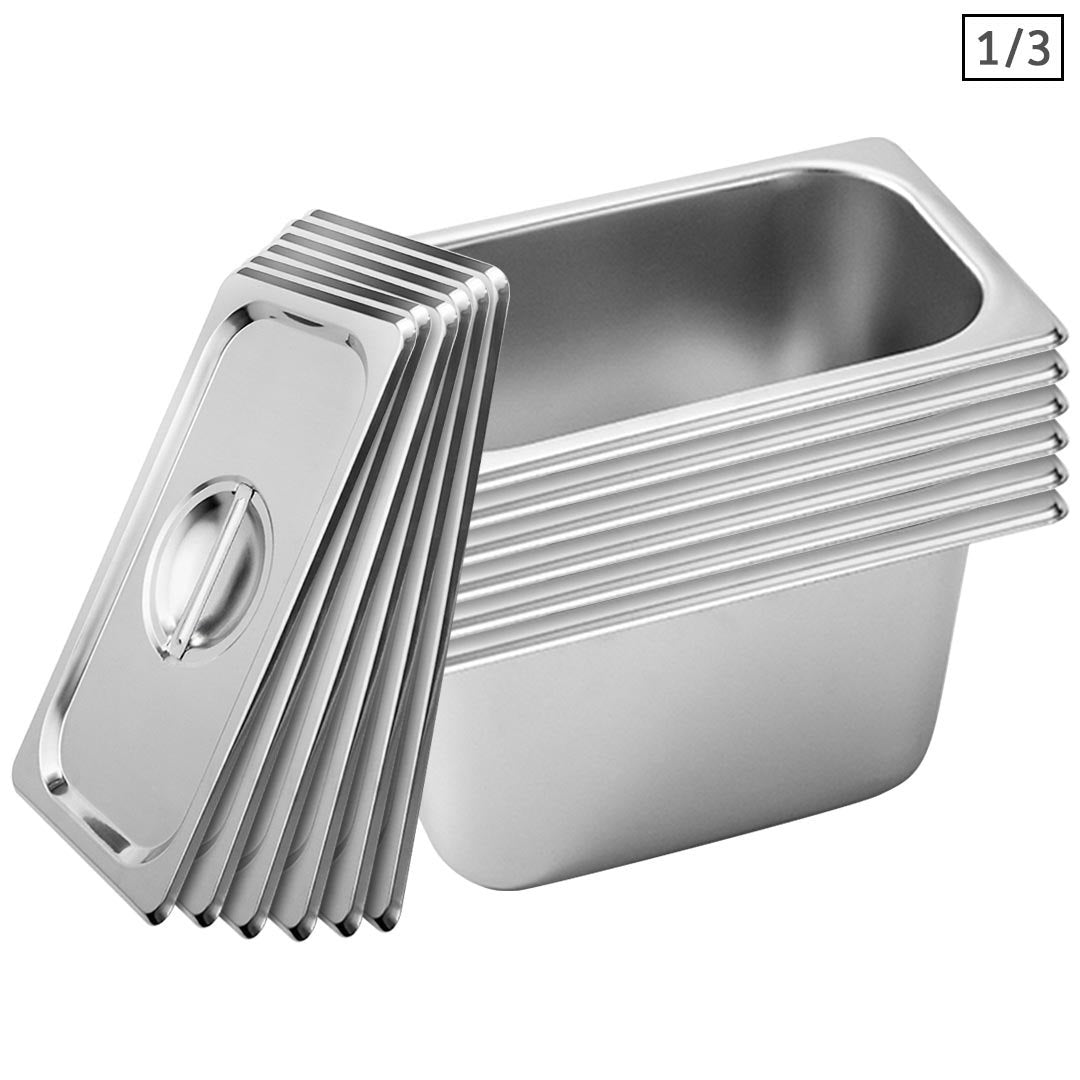 SOGA 6X Gastronorm GN Pan Full Size 1/3 GN Pan 15cm Deep Stainless Steel Tray With Lid - Hospitality Connect