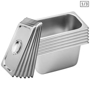 SOGA 6X Gastronorm GN Pan Full Size 1/3 GN Pan 15cm Deep Stainless Steel Tray With Lid - Hospitality Connect