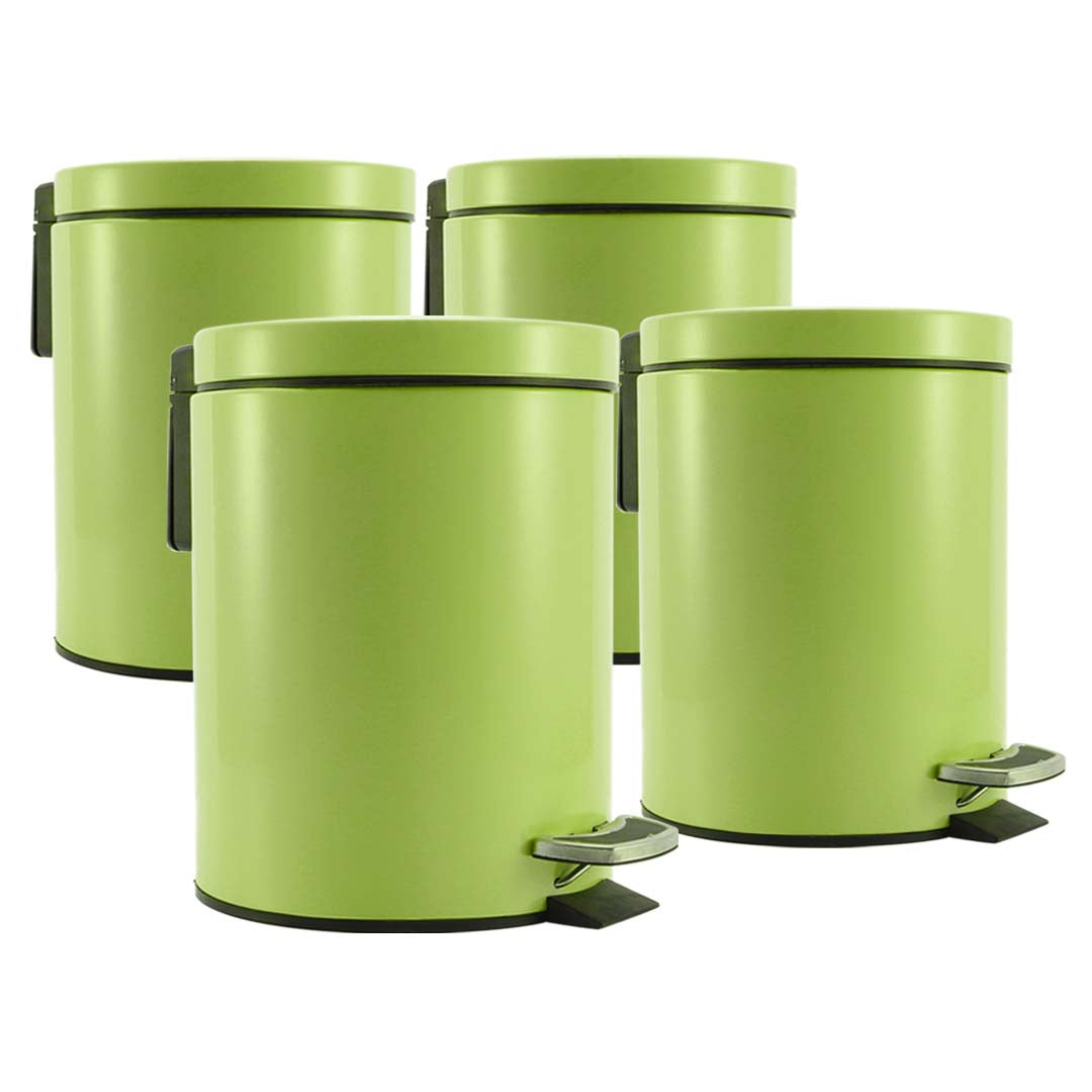SOGA 4X Foot Pedal Stainless Steel Rubbish Recycling Garbage Waste Trash Bin Round 12L Green - Hospitality Connect