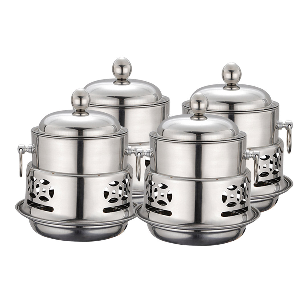 SOGA 4X Stainless Steel Mini Asian Buffet Hot Pot Single Person Shabu Alcohol Stove Burner with Lid - Hospitality Connect