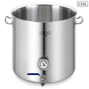 SOGA Stainless Steel 130L No Lid Brewery Pot With Beer Valve 55*55cm - Hospitality Connect