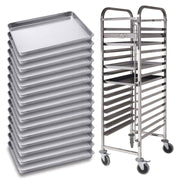 SOGA Gastronorm Trolley 15 Tier Stainless Steel with Aluminum Baking Pan Cooking Tray for Bakers - Hospitality Connect