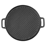 SOGA 30cm Round Cast Iron Ribbed BBQ Pan Skillet Steak Sizzle Platter with Handle - Hospitality Connect