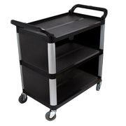 SOGA 3 Tier Covered Food Trolley Food Waste Cart Storage Mechanic Kitchen Black - Hospitality Connect