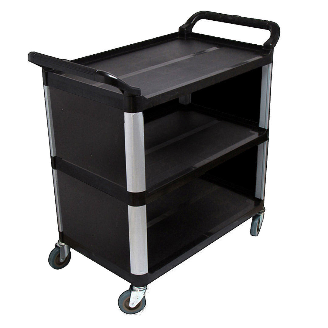 SOGA 3 Tier Covered Food Trolley Food Waste Cart Storage Mechanic Kitchen Black - Hospitality Connect