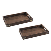 SOGA 2X Small Walnut Rectangle Wooden Tray Breakfast Dinner Serving Board Tea Set Holder Kitchen Home Decor - Hospitality Connect
