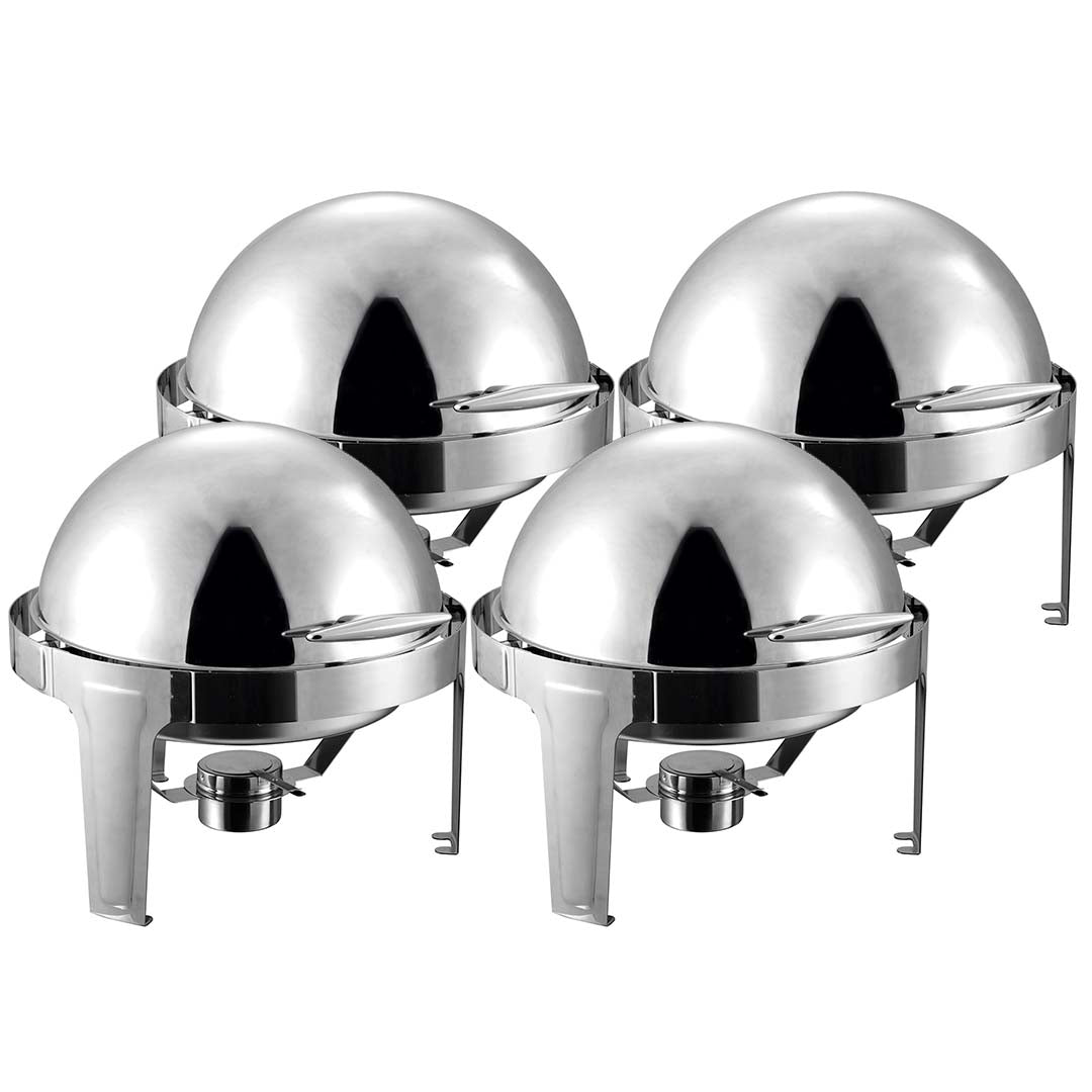 SOGA 4X 6L Stainless Steel Chafing Food Warmer Catering Dish Round Roll Top - Hospitality Connect