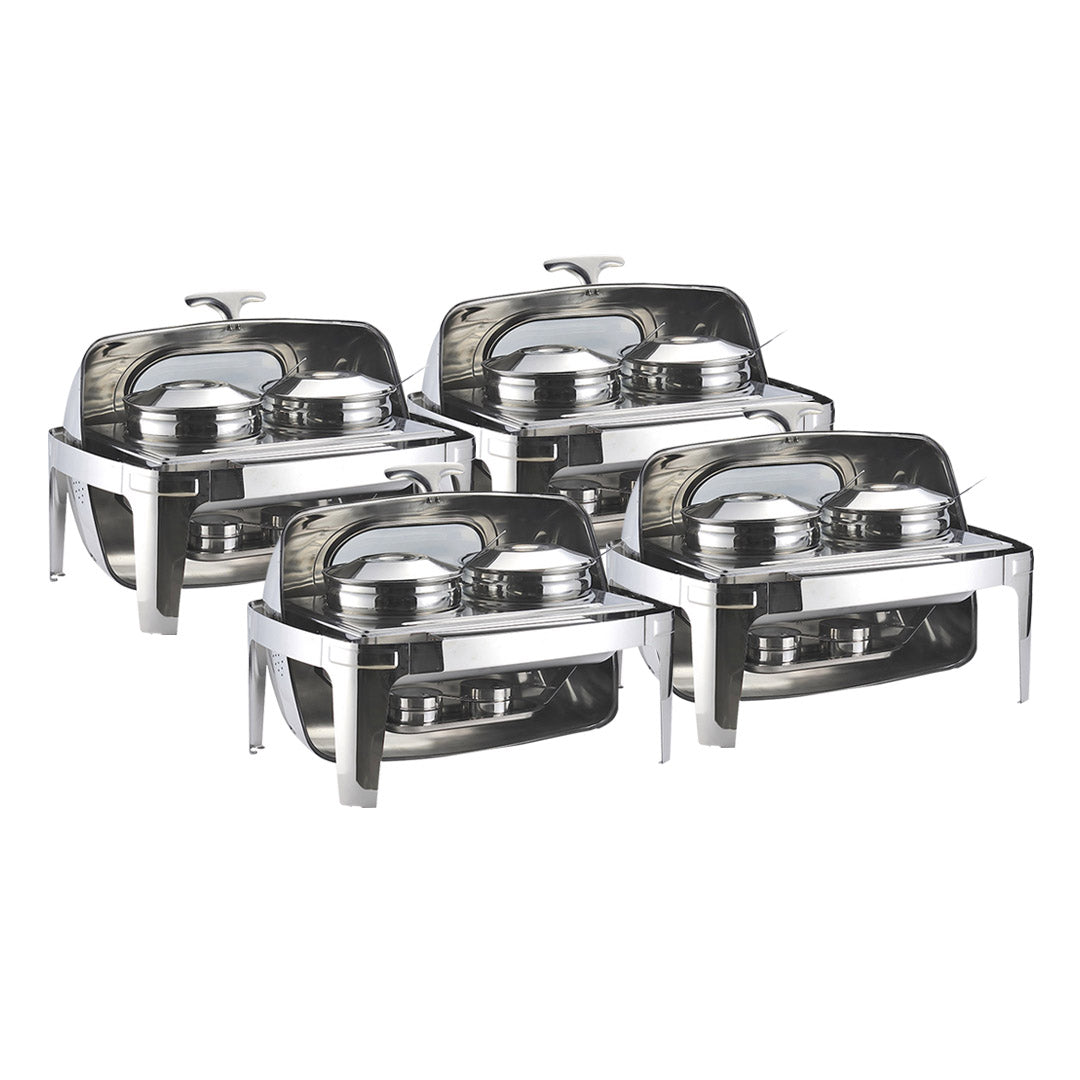 SOGA 4X 6.5L Stainless Steel Double Soup Tureen Bowl Station Roll Top Buffet Chafing Dish Catering Chafer Food Warmer Server - Hospitality Connect