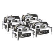 SOGA 4X 6.5L Stainless Steel Double Soup Tureen Bowl Station Roll Top Buffet Chafing Dish Catering Chafer Food Warmer Server - Hospitality Connect