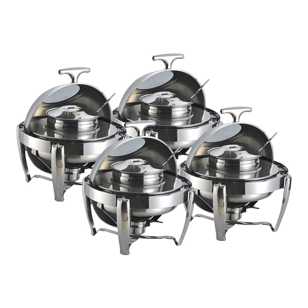 SOGA 4X 6.5L Stainless Steel Round Soup Tureen Bowl Station Roll Top Buffet Chafing Dish Catering Chafer Food Warmer Server - Hospitality Connect