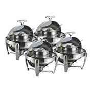 SOGA 4X 6.5L Stainless Steel Round Soup Tureen Bowl Station Roll Top Buffet Chafing Dish Catering Chafer Food Warmer Server - Hospitality Connect