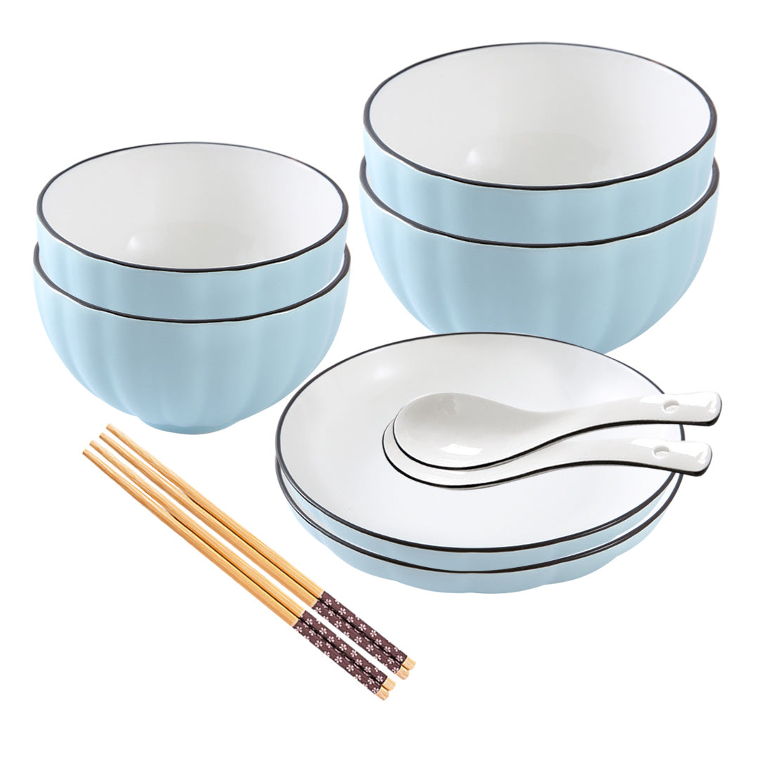 SOGA Blue Japanese Style Ceramic Dinnerware Crockery Soup Bowl Plate Server Kitchen Home Decor Set of 6 - Hospitality Connect