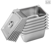 SOGA 6X Gastronorm GN Pan Full Size 1/2 GN Pan 15cm Deep Stainless Steel With Lid - Hospitality Connect