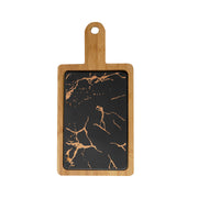 SOGA 33.5cm Black Square Wooden Serving Tray Slate Steak Serving Platter Chopping Board Paddle Home Decor - Hospitality Connect