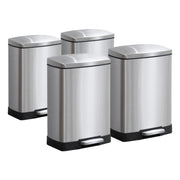 SOGA 4X Foot Pedal Stainless Steel Rubbish Recycling Garbage Waste Trash Bin Rectangular Shape 12L Silver - Hospitality Connect