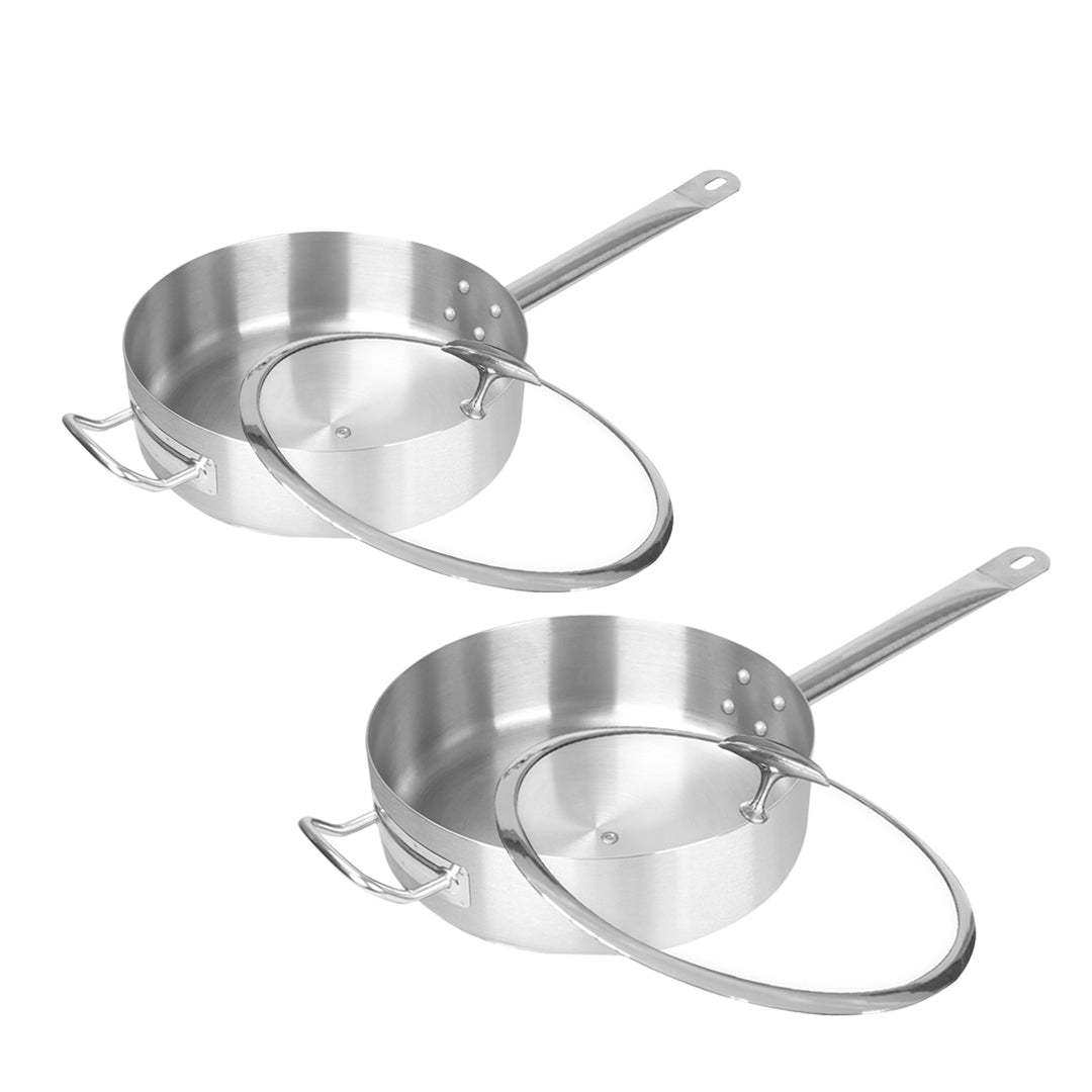 SOGA 2X 32cm Stainless Steel Saucepan Sauce pan with Glass Lid and Helper Handle Triple Ply Base Cookware - Hospitality Connect