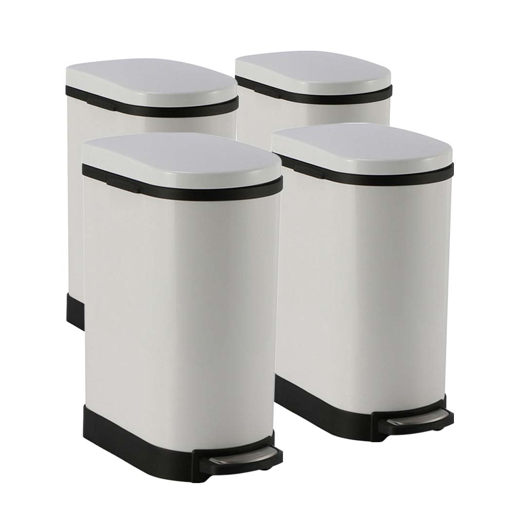 SOGA 4X 10L Foot Pedal Stainless Steel Rubbish Recycling Garbage Waste Trash Bin U White - Hospitality Connect