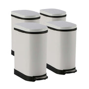SOGA 4X 10L Foot Pedal Stainless Steel Rubbish Recycling Garbage Waste Trash Bin U White - Hospitality Connect
