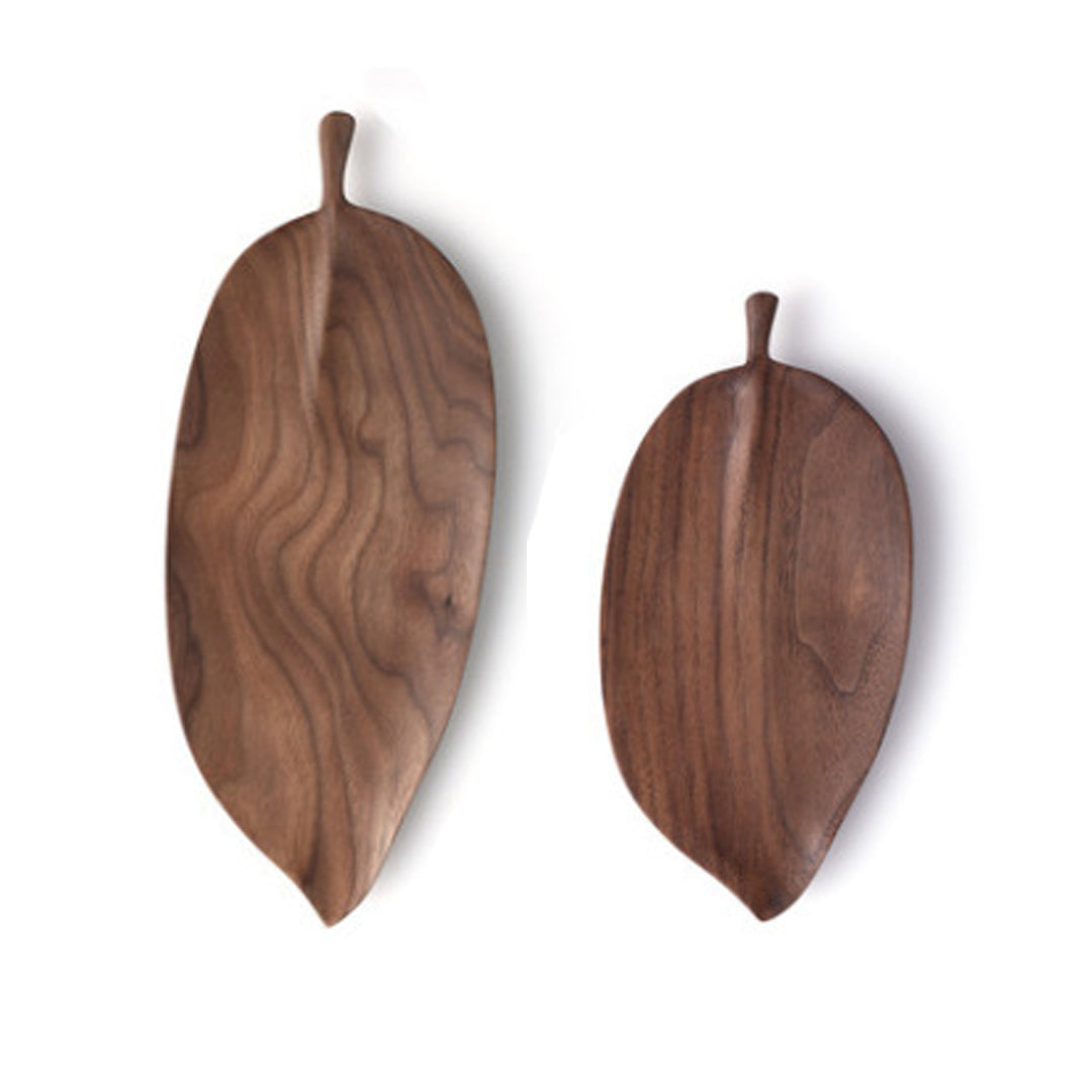 SOGA Set of 2 Walnut Leaf Shape Wooden Tray Food Charcuterie Serving Board Paddle Centerpiece Home Decor - Hospitality Connect