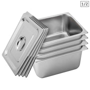 SOGA 4X Gastronorm GN Pan Full Size 1/2 GN Pan 20cm Deep Stainless Steel Tray With Lid - Hospitality Connect