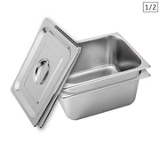 SOGA 2X Gastronorm GN Pan Full Size 1/2 GN Pan 15cm Deep Stainless Steel With Lid - Hospitality Connect