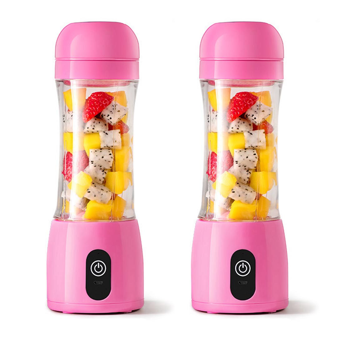 SOGA 2X 380ml Portable Mini USB Rechargeable Handheld Fruit Mixer Juicer Pink - Hospitality Connect