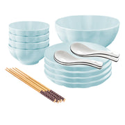 SOGA Light Blue Japanese Style Ceramic Dinnerware Crockery Soup Bowl Plate Server Kitchen Home Decor Set of 9 - Hospitality Connect
