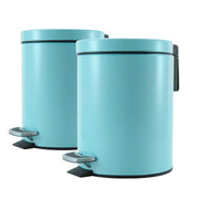 SOGA 2X 7L Foot Pedal Stainless Steel Rubbish Recycling Garbage Waste Trash Bin Round Blue - Hospitality Connect