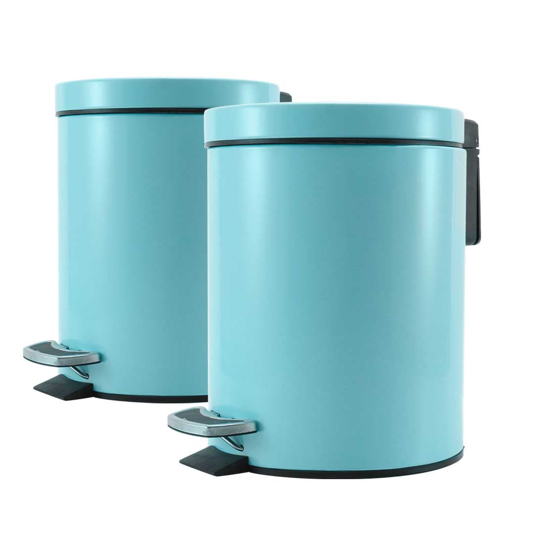 SOGA 2X 7L Foot Pedal Stainless Steel Rubbish Recycling Garbage Waste Trash Bin Round Blue - Hospitality Connect