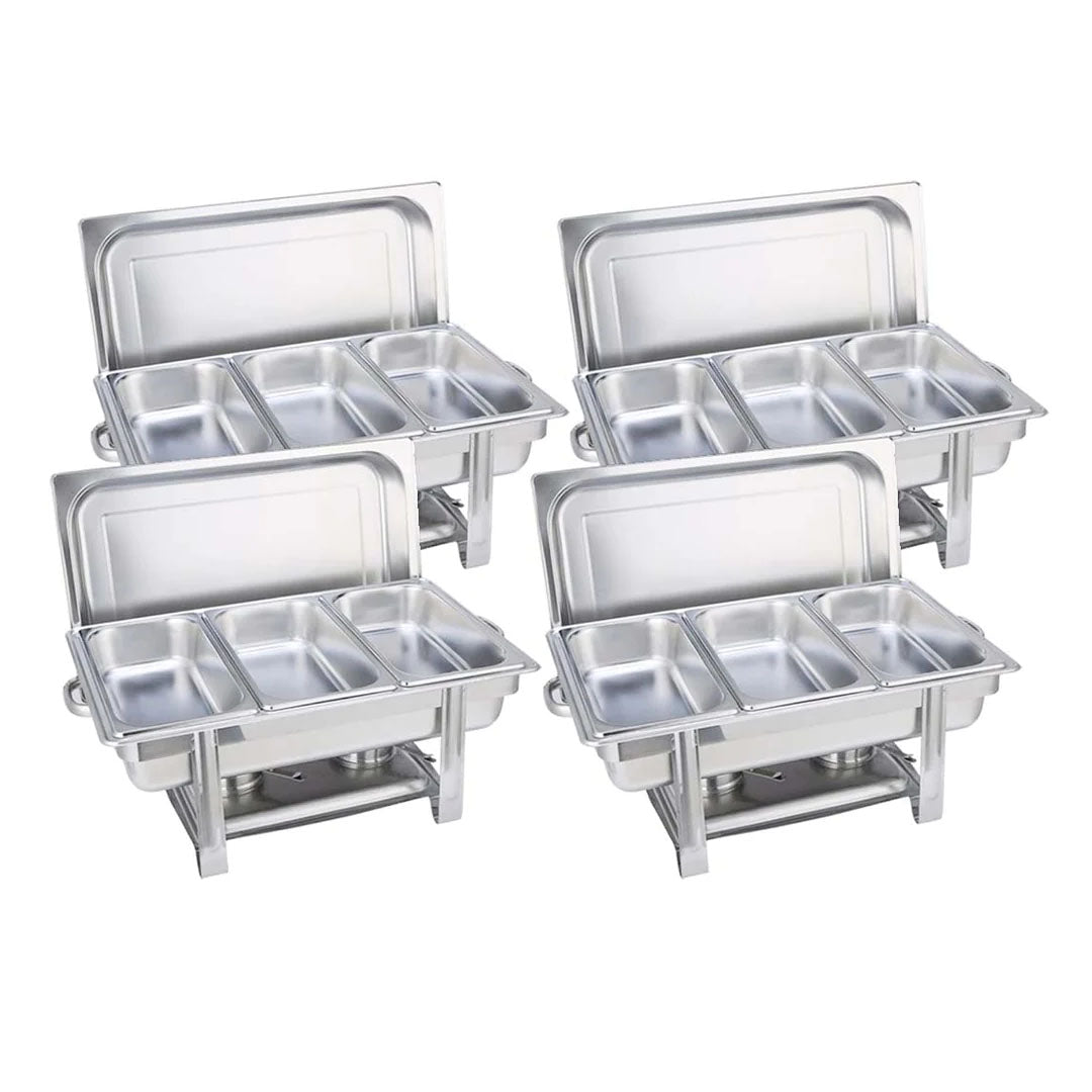 SOGA 4X Stainless Steel Chafing Triple Tray Catering Dish Food Warmer - Hospitality Connect