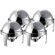 SOGA 4X 6L Round Chafing Stainless Steel Food Warmer with Glass Roll Top - Hospitality Connect