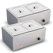 SOGA 2X Stainless Steel 2 X 1/2 GN Pan Electric Bain-Marie Food Warmer with Lid - Hospitality Connect