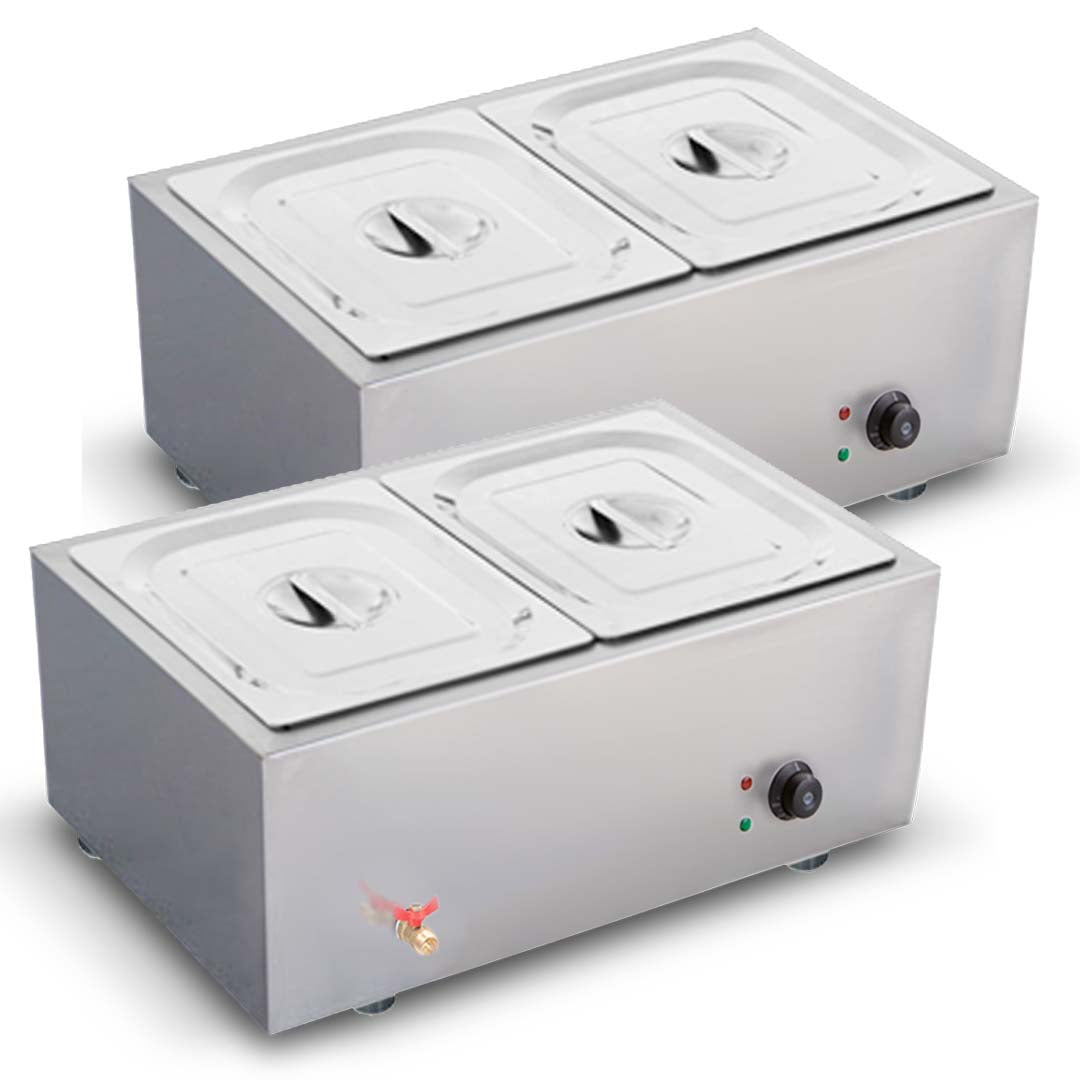 SOGA 2X Stainless Steel 2 X 1/2 GN Pan Electric Bain-Marie Food Warmer with Lid - Hospitality Connect