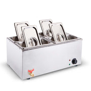 SOGA Stainless Steel 4 X 1/2 GN Pan Electric Bain-Marie Food Warmer with Lid - Hospitality Connect