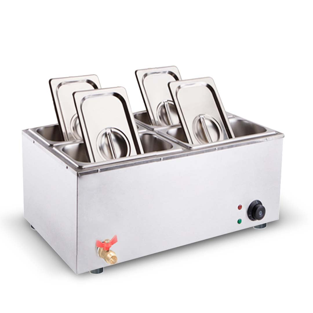 SOGA Stainless Steel 4 X 1/2 GN Pan Electric Bain-Marie Food Warmer with Lid - Hospitality Connect
