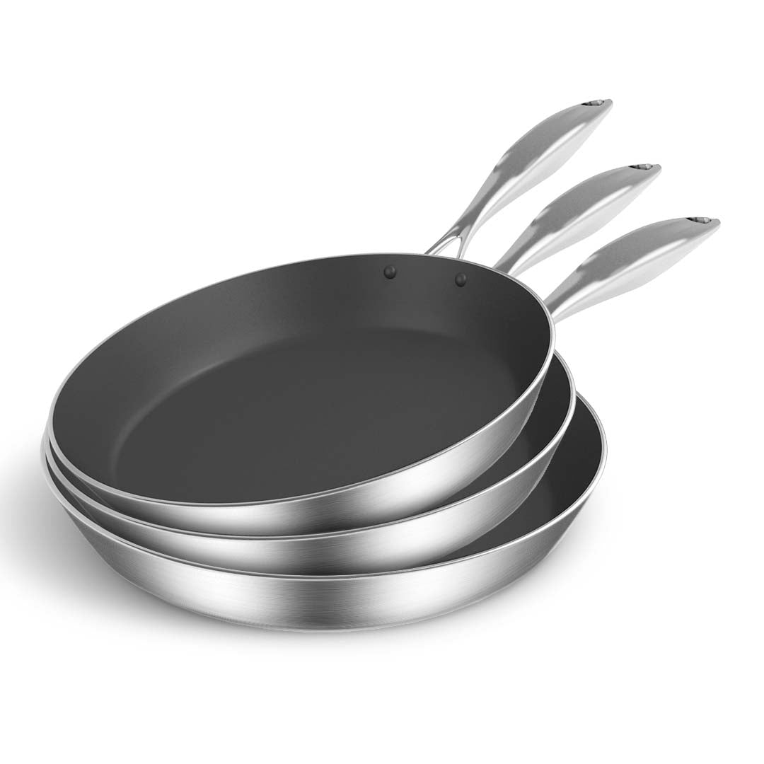 SOGA 3X Stainless Steel Fry Pan Frying Pan Induction FryPan Non Stick Interior Skillet - Hospitality Connect